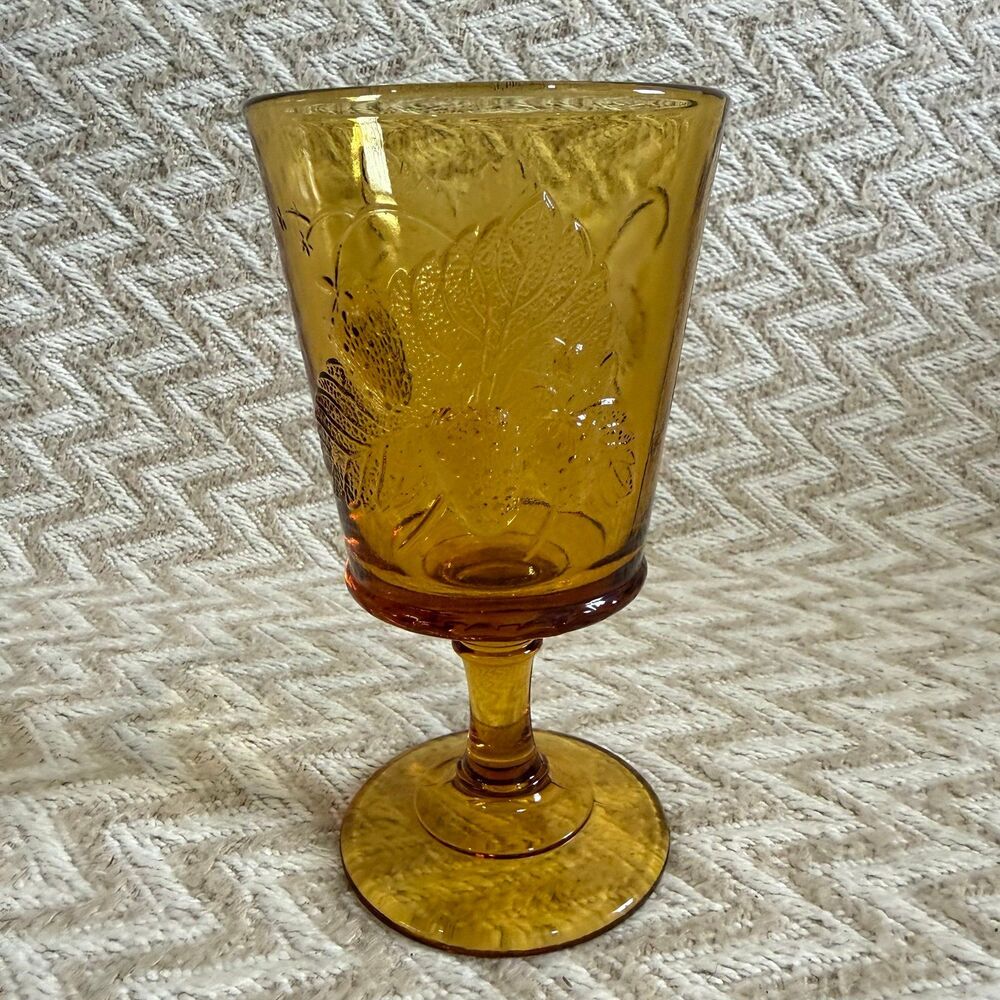 Vintage L.G. Wright Strawberry & Currant Amber Goblet Wine Glass